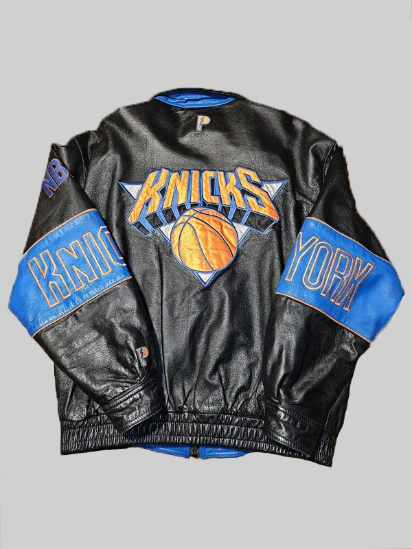 Vintage NewYork Knicks Leather Jacket Blue & Black