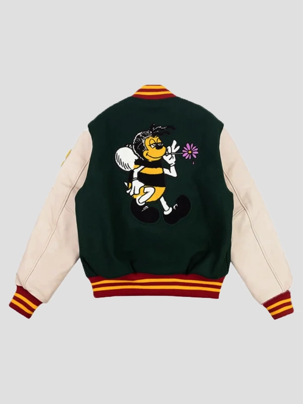 Bee Line Green & White Varsity Bomber Jacket