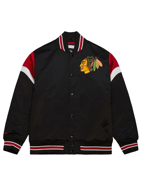 Chicago Blackhawks NHL Heavyweight Satin Jacket By Mitchell & Ness - Mens