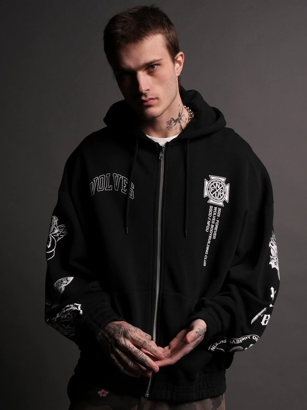 Darc Sport Wolves Black Zip-Up Hoodie