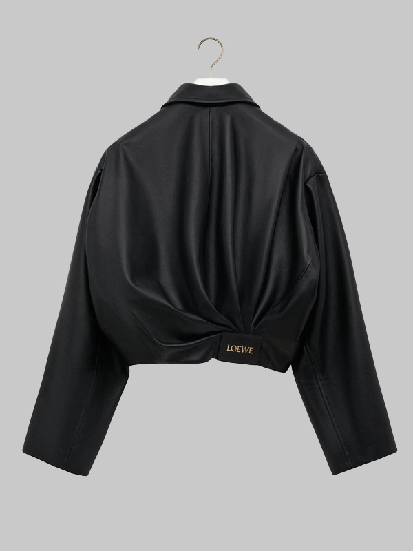 Loewe Draped Black Leather Jacket