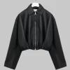 Loewe Draped Leather Jacket Black