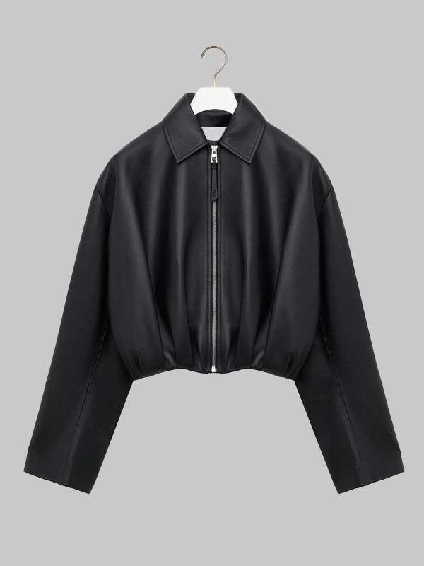 Loewe Draped Leather Jacket Black