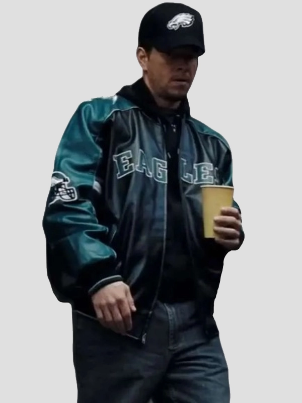 Mark Wahlberg Shooter Eagles Leather Jacket Black