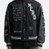 Men’s Nerd Varsity Letterman Jacket Black