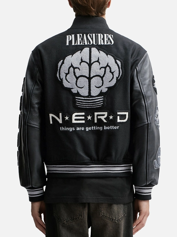 Nerd Black Varsity Letterman Jacket For Men’s