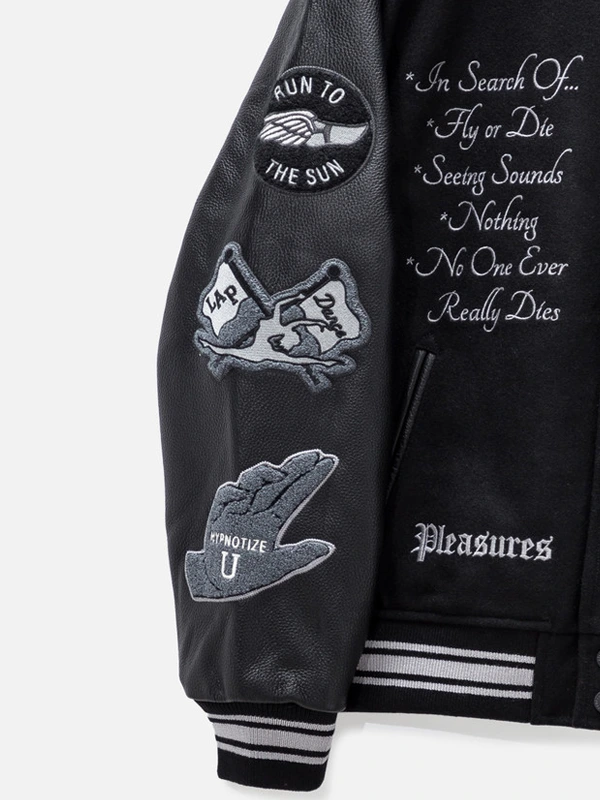 Pleasures Nerd Black Varsity Jacket