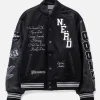 Pleasures Nerd Varsity Letterman Jacket Black