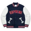 Supreme Bone Varsity Jacket Blue & White