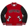 Supreme Bone Varsity Jacket Red & Black