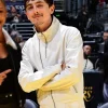 Timothée Chalamet Knicks vs Lakers Game White Leather Jacket