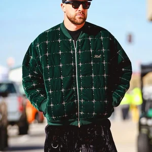 Travis Kelce Kith Green Velvet Bomber Jacket